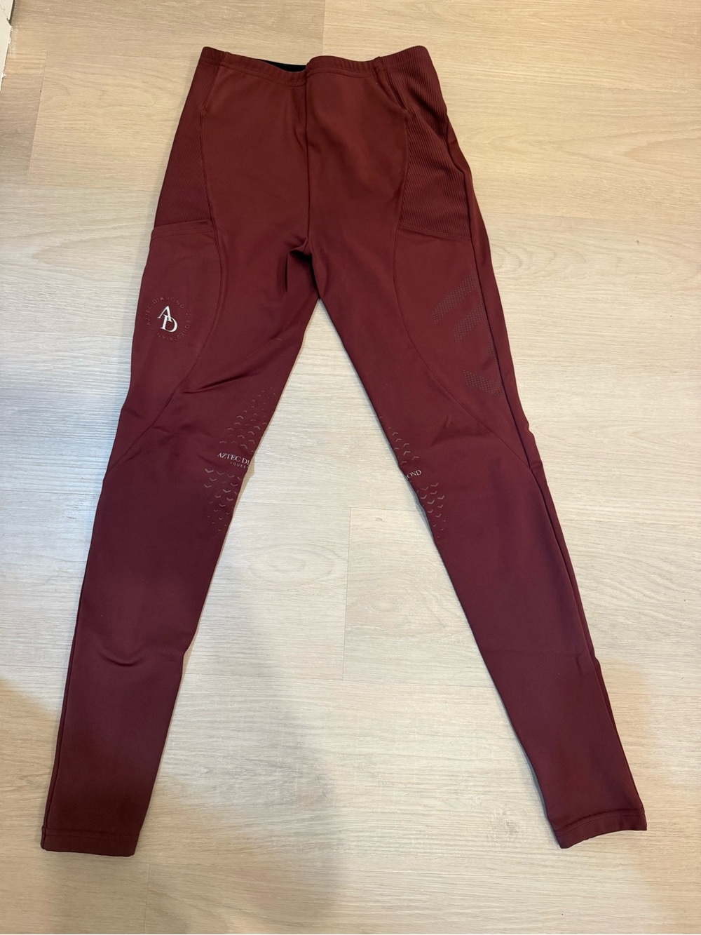 Aztec Diamond Burgundy Riding Leggings with knee grip
